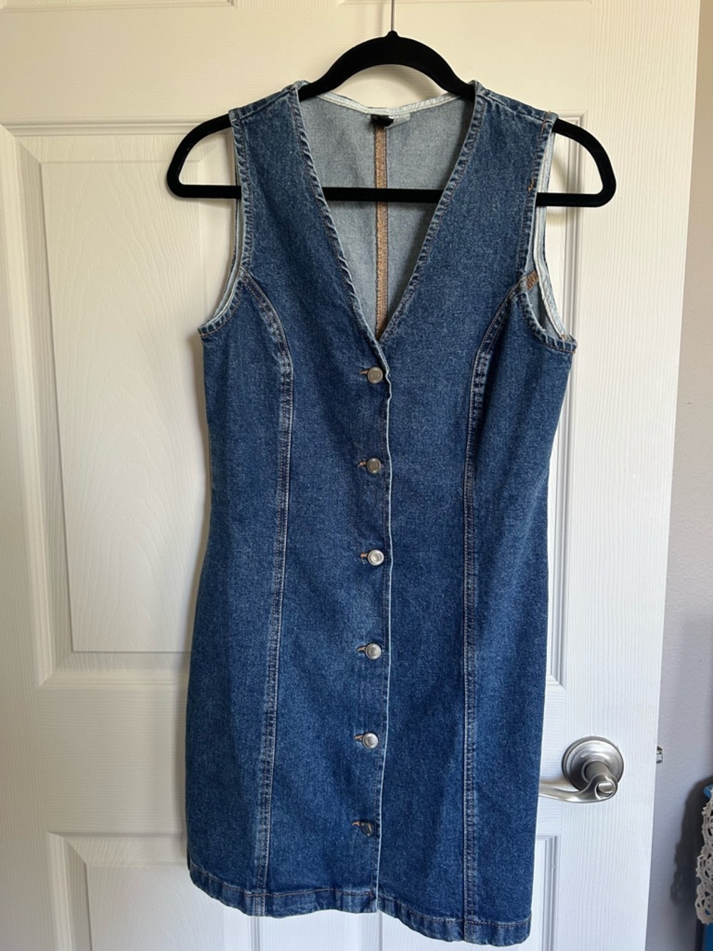 H&M Button-Front Denim Dress - Blue